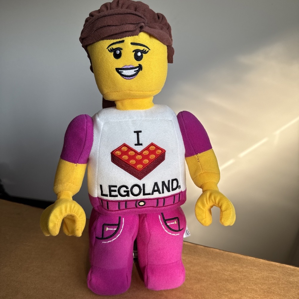 2019 I Love Legoland Theme Park Lego Girl Figure Stuffed Plush Doll 13" Pink